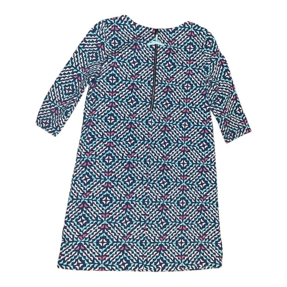 VINEYARD Vines Girls 3/4 Sleeve Multi Colored Whale Tail Print Dress Size M10/12 - Picture 2 of 4